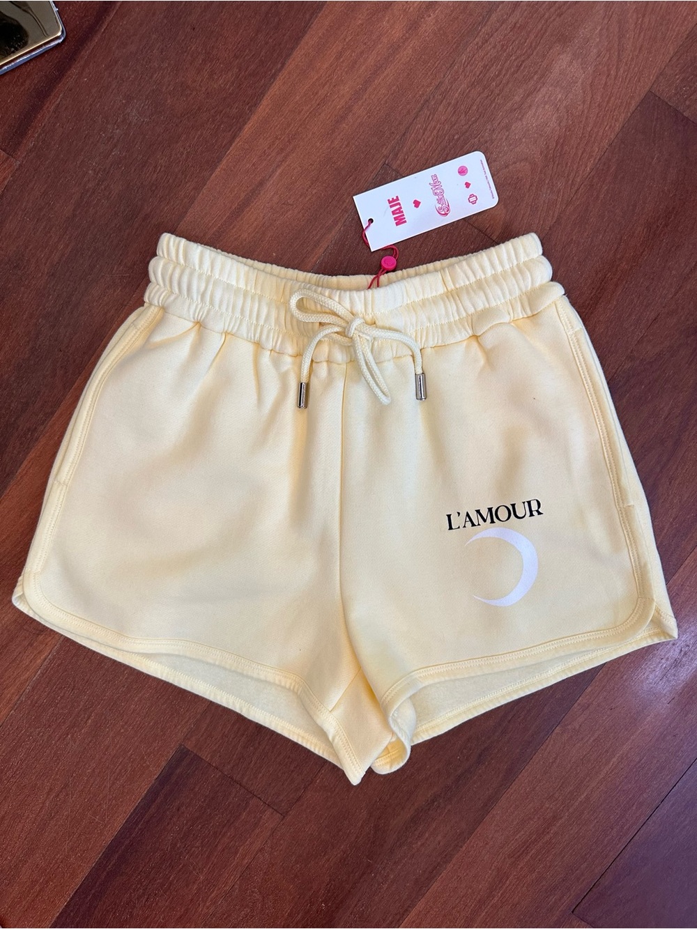 NWT Maje x Sailor Moon Limited Edition “L'AMOUR” Soft Yellow Shorts XS / 34